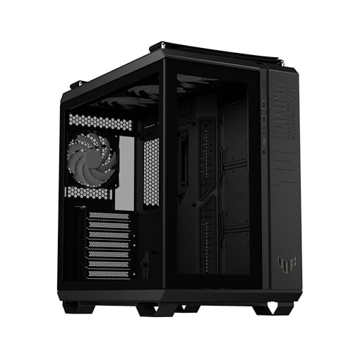 ASUS TUF Gaming GT502 Plus TG ARGB Black Gaming PC Case, Mid ATX, Dual Camera, Toolless Side Panels, USB 3.2 Gen2 Type-C, 4 Pre-Installed ARGB Fans, Black