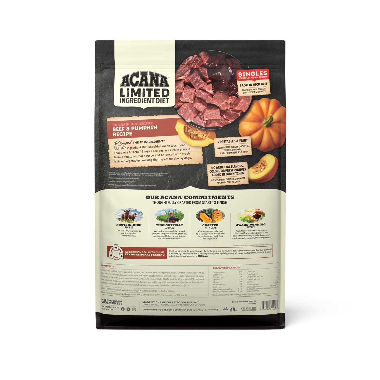 Acana Singles Beef & Pumpkin Dry Dog Food - Pet Supplies online store