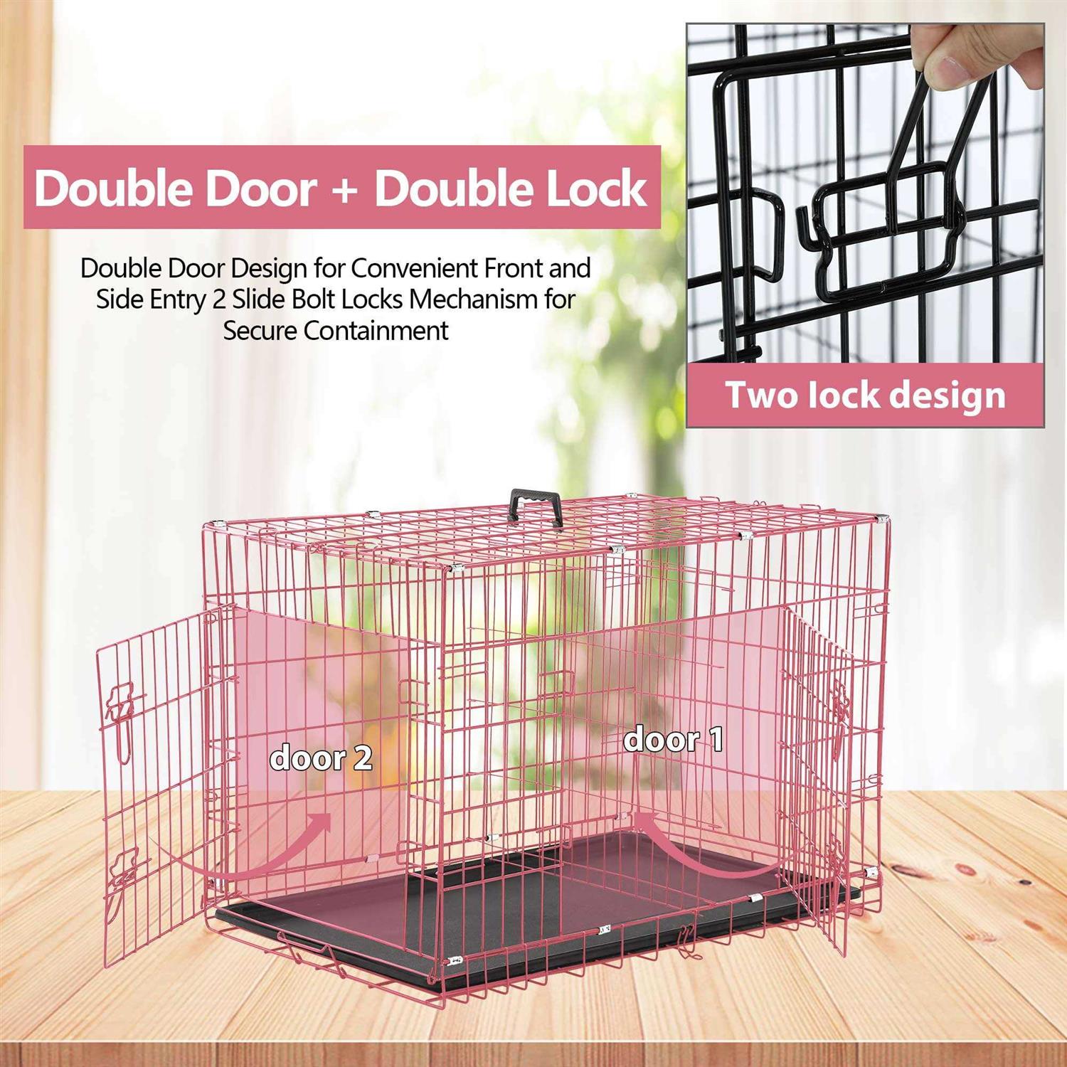 Cl.hpahkl Dog Cage for Large Dogs Indoor, Folding Dog Crates and Kennels Double Door - Pet Supplies online store