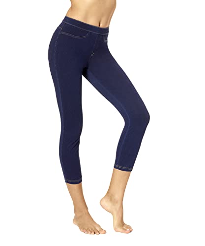 No Nonsense Women's Classic Denim Capri Legging with Pockets