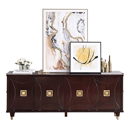 LUNIZ Modern TV Stand 70.8 Inch Modern TV Stand with Brass Handles Entertainment Media Center Console TV Media Console with Sliding Doors Storage Cabinets