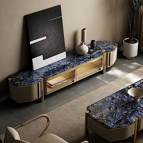 Tv Stand Tv Table Stand Creative Rock Slab Marble Countertop TV Cabinet Living Room Entertainment Center Sideboard Cabinet Storage Locker Tv Stands for Living Room