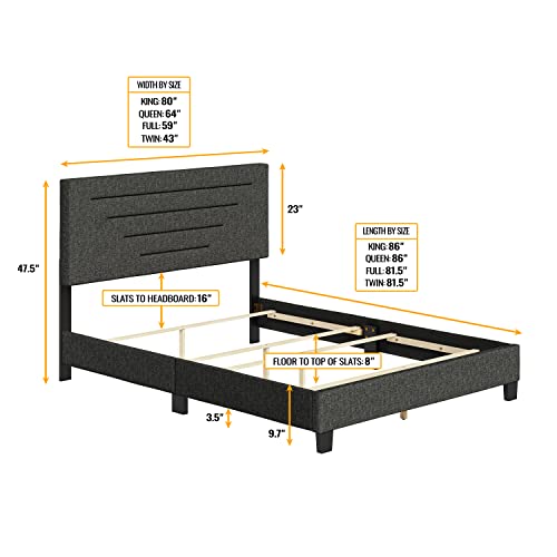 Boyd Sleep Cordoba Upholstered Platform Bed Frame with Headboard, Mattress Foundation Required: Linen, Grey, King