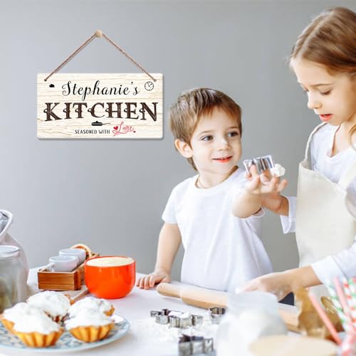 Personalized custom wood door signs with custom name vintage style. Dad's or Mom's Kitchen, Interior Furniture Hanging Door Signs Decorations, Homemaker, Chef Indoor Doilies, Wall Hanging Signs 