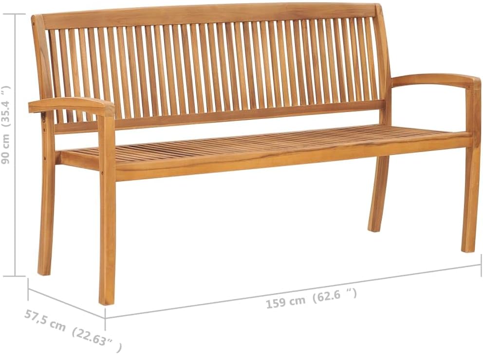 Stacking Patio Bench, Outdoor Chair Entryway Bench Shower Bench Ottomans Suitable for Entryway Garden Garage Bedroom, with Cushion 62.6