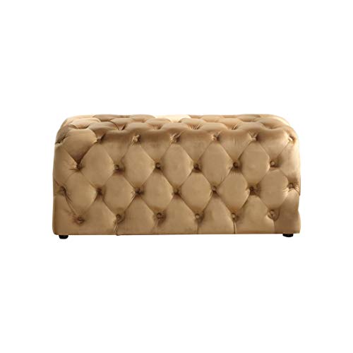 Nathaniel Home Kate Deep Button Tufted Microfiber Ottoman, Blue (91027-63BL)
