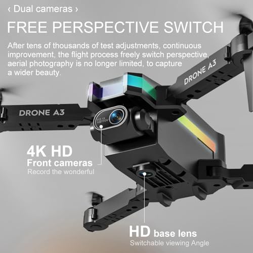 Drone With 4K HD FPV Camera - Altitude Hold Headless Mode Start Speed Adjustment, Remote Control Toys Gifts For Boys & Girls, For Outdoors (2 Battery)