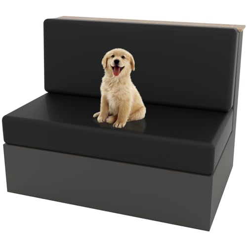 PU RV Dinette Cushion Covers, Waterproof Camper Cushion Slipcovers for RV Furniture Dinette Bench Cover RV Couch Cover (Set of 2,Black)