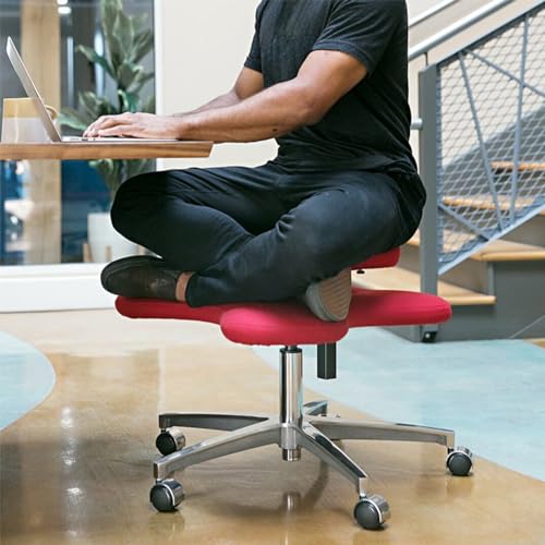 Kneeling Chair, Ergonomic Cross Legged Chair with Wheels, Adjustable Height Meditation Chair, Home Office Desk Chair, Relieving Back and Neck Pain & Improving Posture