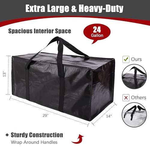 Extra Large Moving Bags with Zippers & Carrying Handles, Heavy-Duty Storage Tote for Space Saving Moving Storage, Fold Flat, Alternative to Box and Bin - 8 Pack, Silver