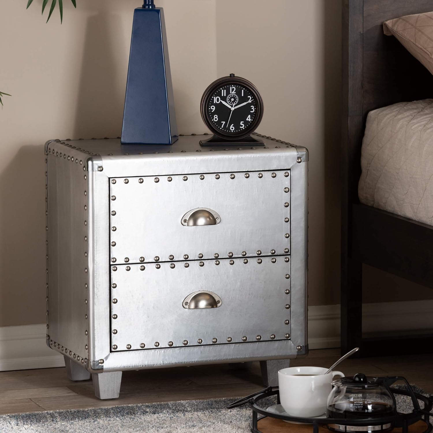 Baxton Studio Nightstands, One Size, Silver