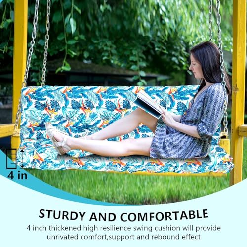3S Rebound Swing Replacement Seat Cushions, 2-3 Seater Bench Cushions for Outdoor Furnitur with Backrest, Garden Recliner Seat Cushions Waterproof Sofa Pads (Dark Blue, 60x40in)
