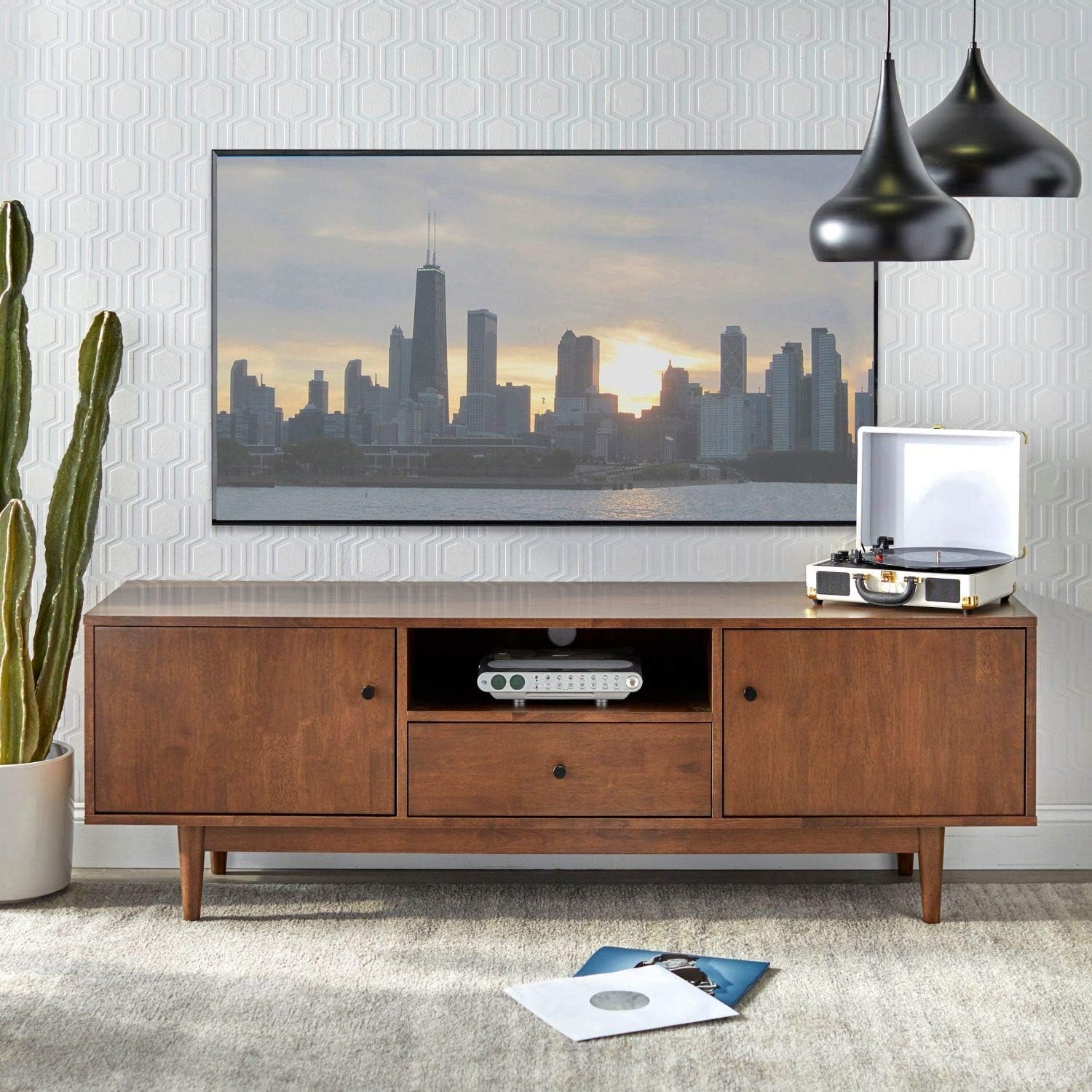 Mid Century Modern TV Stand Provides Retro Style and Contemporary Function. 72