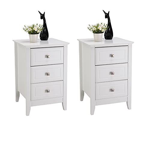 Bonnlo Upgraded Black Nightstand with Drawers, Night Stands for Bedrooms Set of 2, Modern Bed Side Table/Night Stand with Metal Knobs for Small Spaces, College Dorm, Kids’ Room, Living Room, 24H