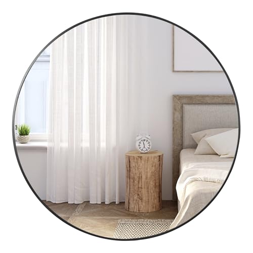 ZenStyle Black Circle Wall Mirror Round Wall Mirror with Metal Frame for Entryways, Bathrooms, Living Rooms, Wall Decor, Farmhouse, Makeup Vanity (1, 36 inch)