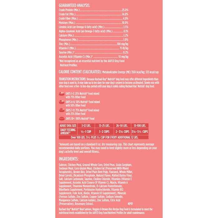 Rachael Ray Nutrish Salmon Veggies & Brown Recipe Dry Dog Food - Pet Supplies online store