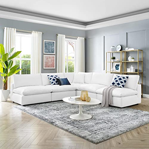 Modway Commix Modular Sofa, Armless Corner Sectional, White Performance Velvet