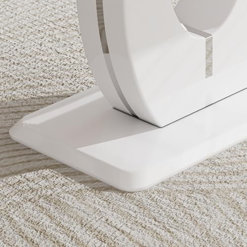 63'' Dining Table Faux Marble Black Desktop for Kitchen Dining Room