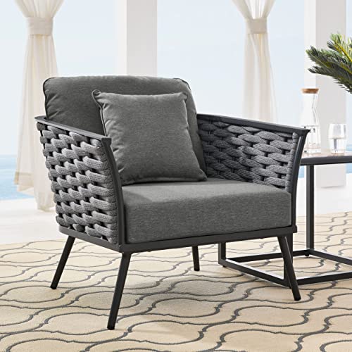 Modway Stance Outdoor Patio Contemporary Modern Woven Rope Loveseat In White Gray