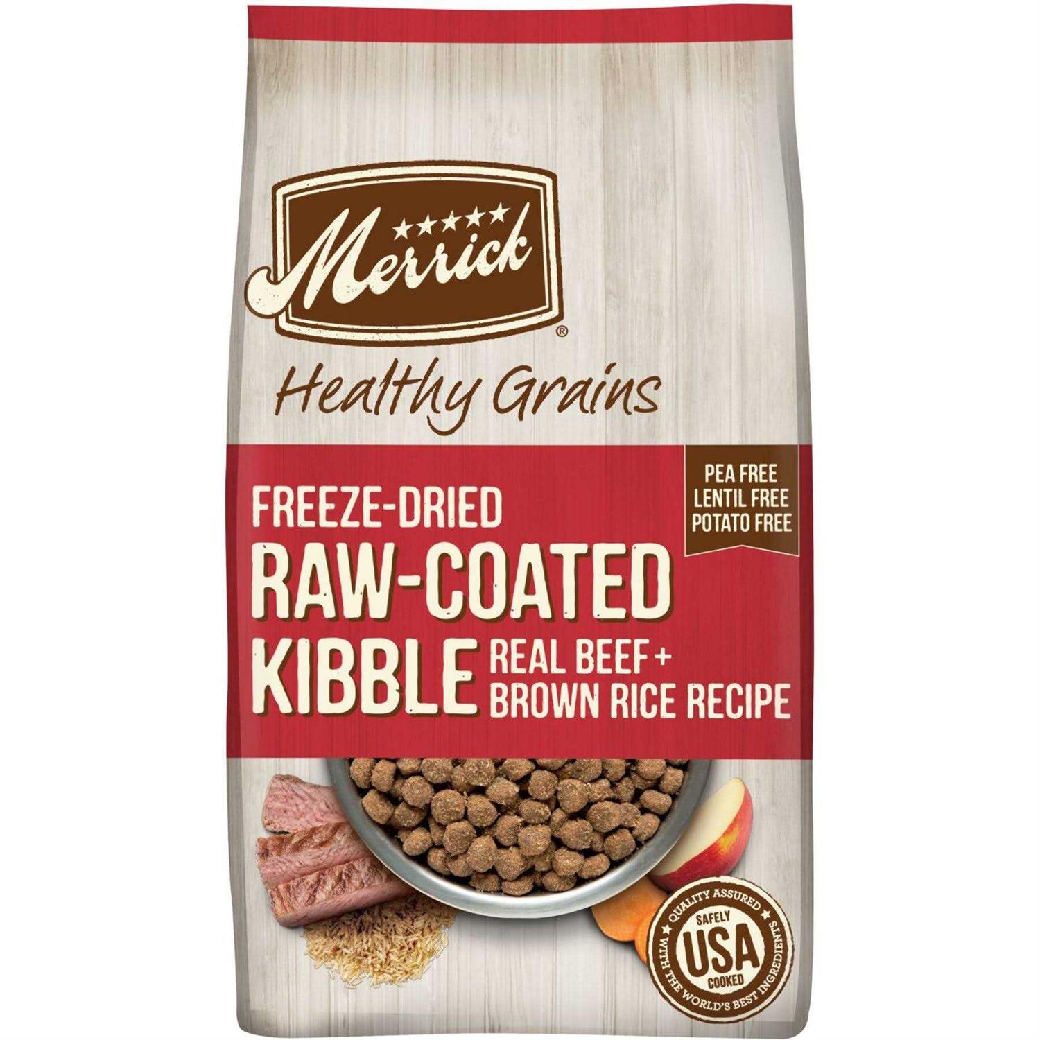 Merrick Healthy Grains Freeze Dried Raw Coated Kibble Dry Dog Food Real and Brown Rice Recipe - Pet Supplies online store