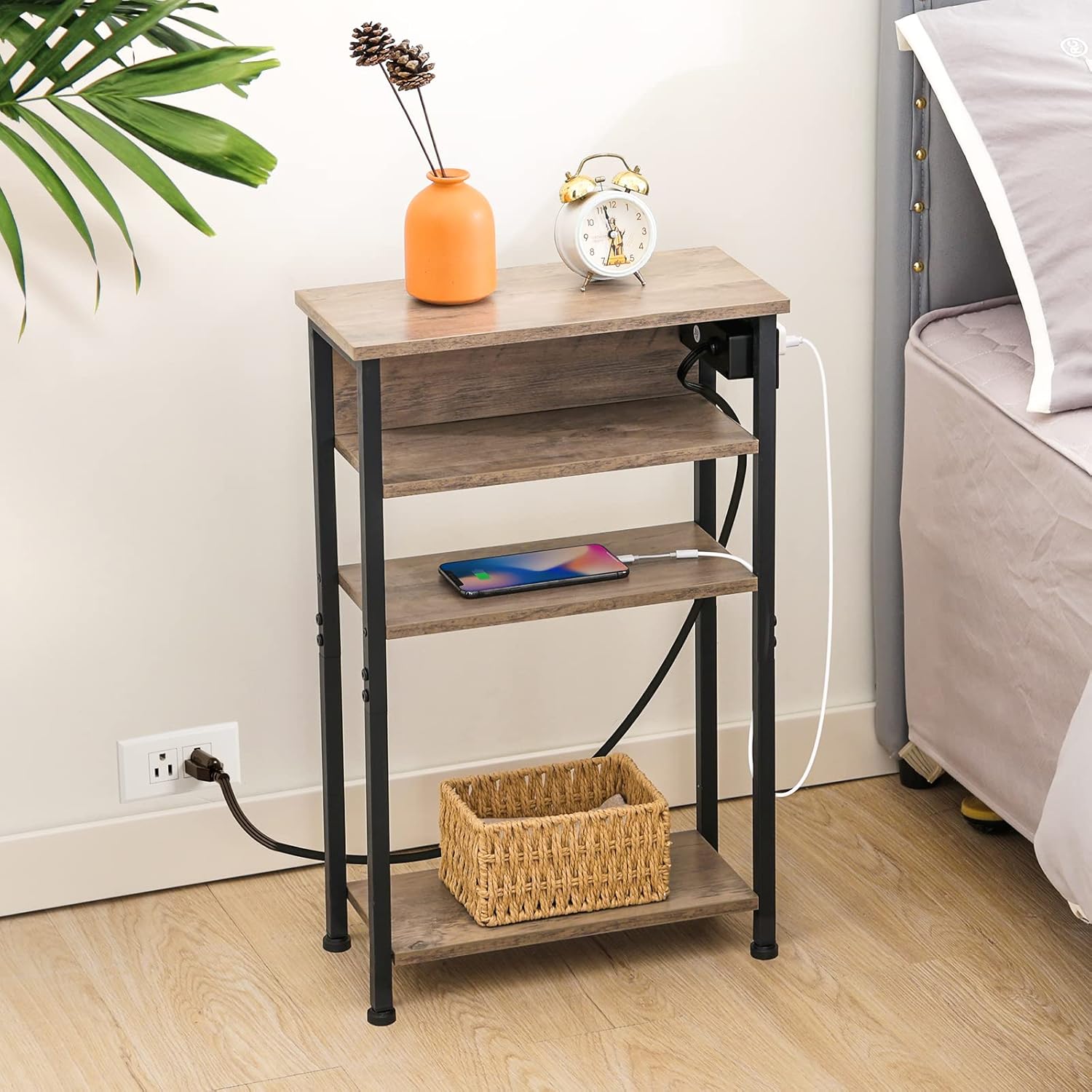 AMHANCIBLE Night Stand Set of 2 with Charging Station