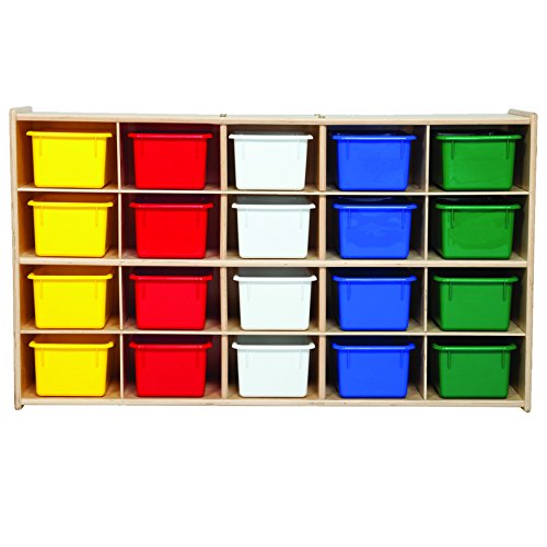 Contender 20 Cubby Storage Unit with Assorted Pastel Color Trays [Comes Fully Assembled], for Organizing Small Toys, Personal Supplies, Ideal for Day Care, Preschool