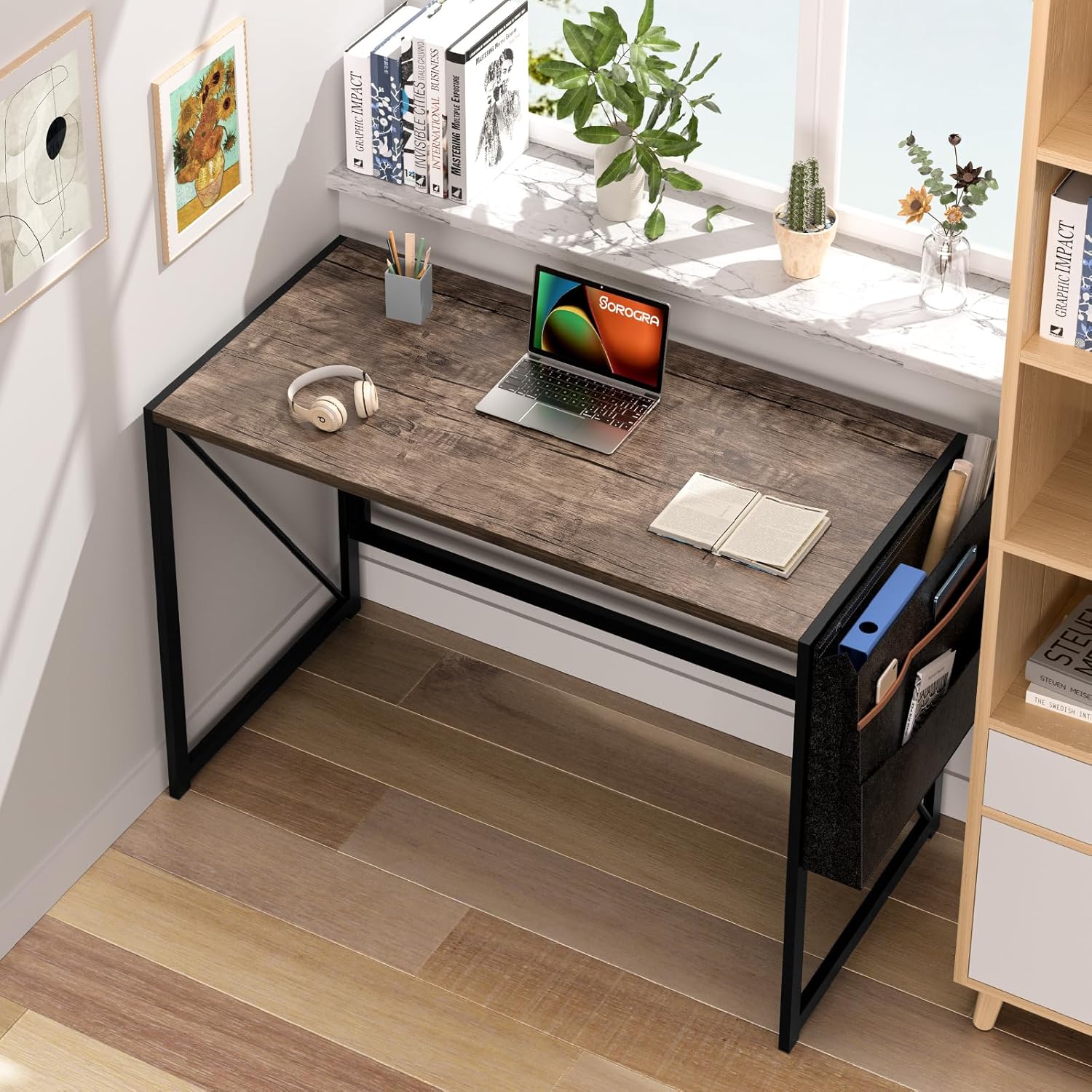 Coavas 31.5 inch Folding Desk No Assembly Required, SOROGRA Folding Desk, Small Foldable Desk 39.4 Inch for Small Space