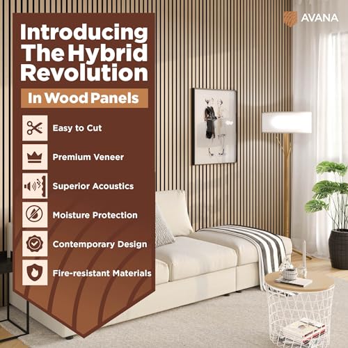 Avana Acoustic Wood Wall Panels – 94.4 X 12.6 Inch Walnut Acoustic Panels 1 PC – Wall Panels For Interior Wall Decor For Homes, Offices, Studios – Sturdy And Durable Wood Panels For Wall