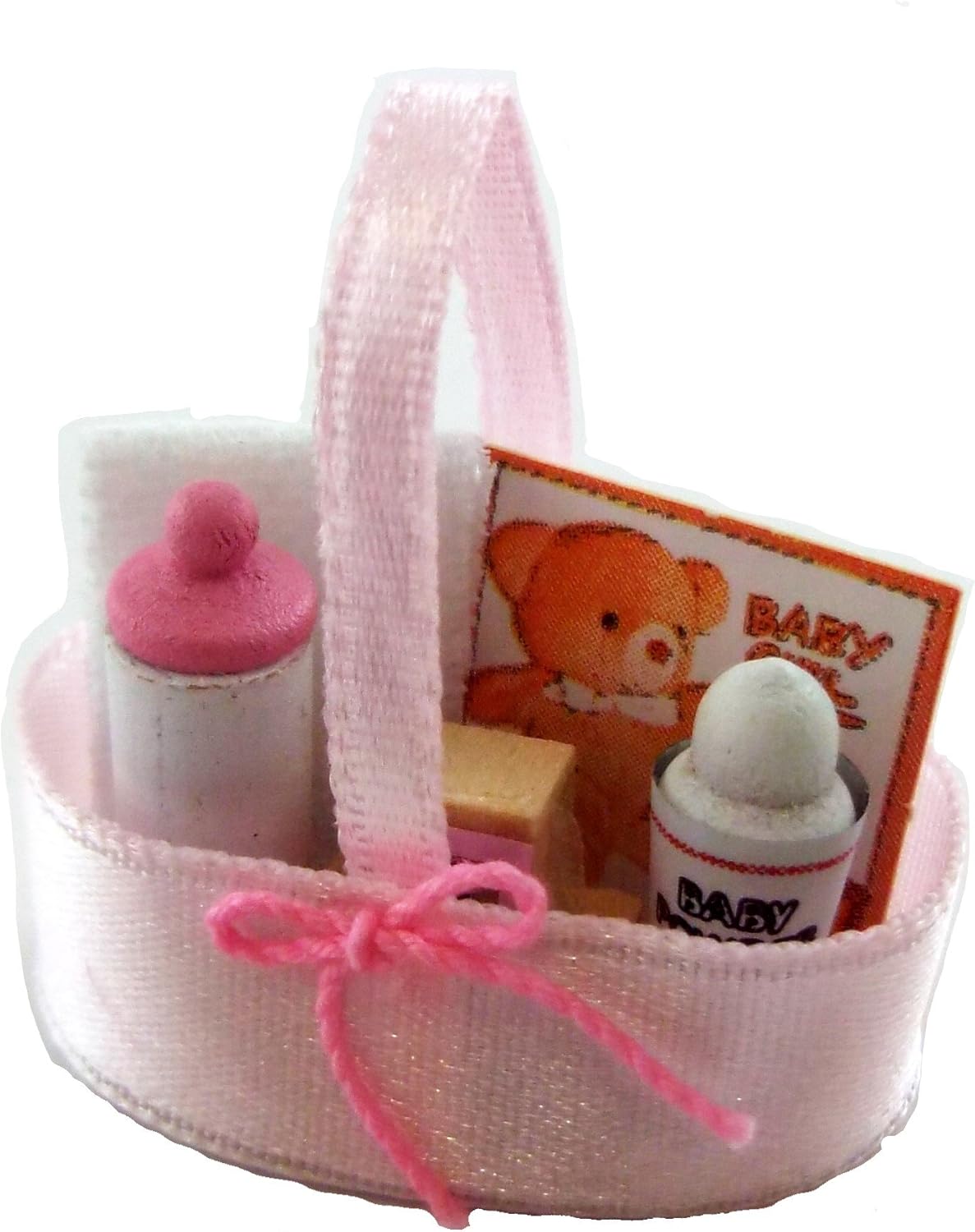 Melody Jane Dollshouses Dolls House Miniature Nursery Accessory Baby Products in Pink Silk Basket