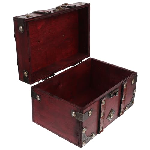 Box Box Wooden Retro Treasure Chest Country Jewelry Retro Jewelry Holder Trinket Case Jewelry Case Wood Storage Case Wooden Storage Trunk Wooden Decor Vintage Decorative Box Girl