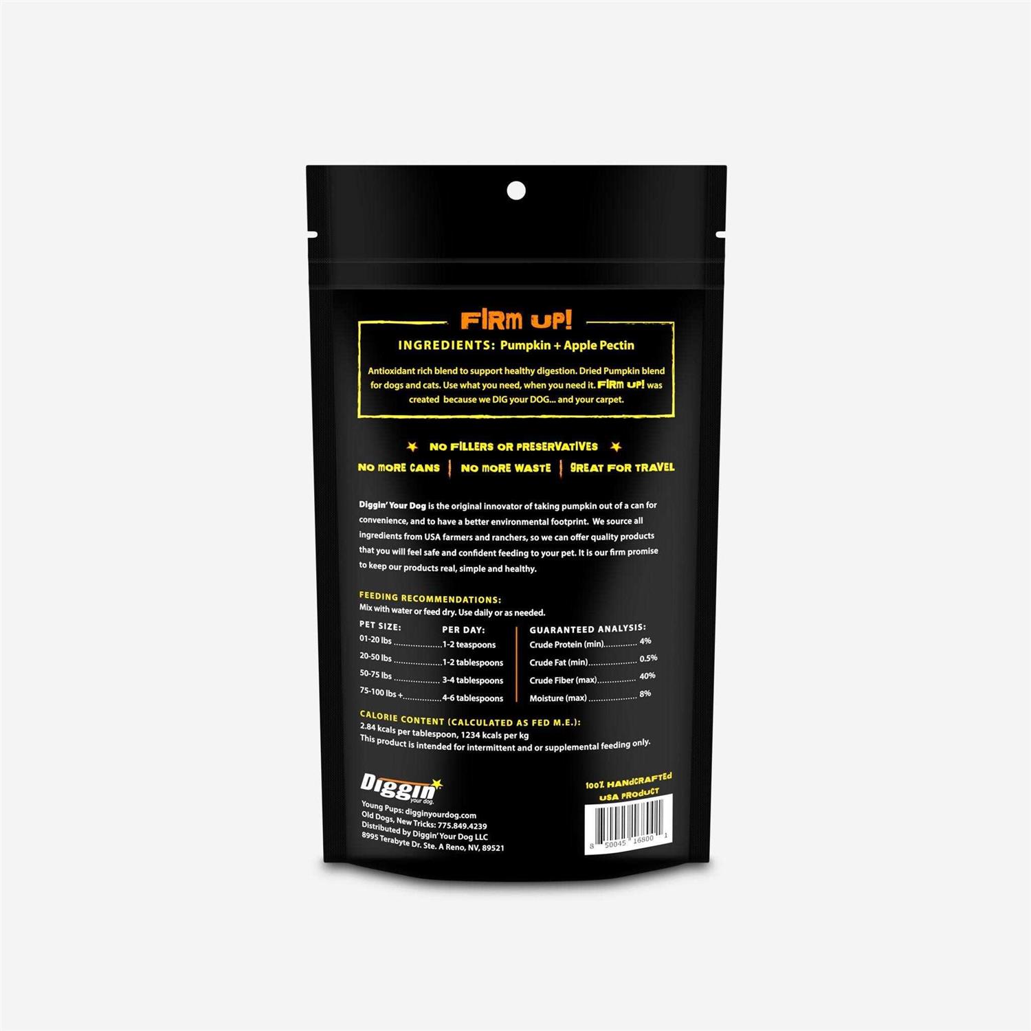 Diggin Your Dog Firm Up! Pumpkin Supplement - Pet Supplies online store