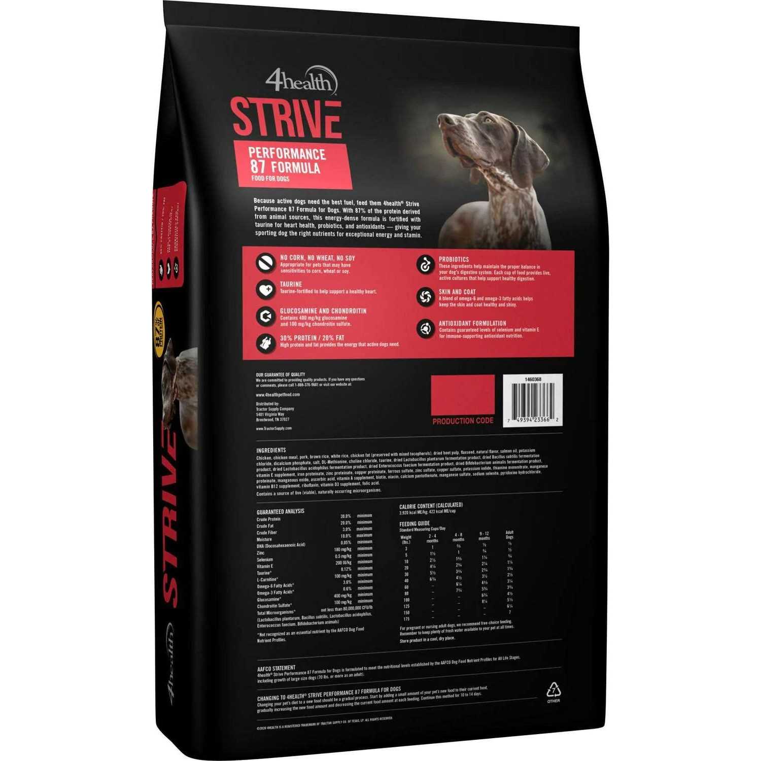 4health 9694 Strive Endurance Performance 87 Formula Dry Dog Food - Pet Supplies online store