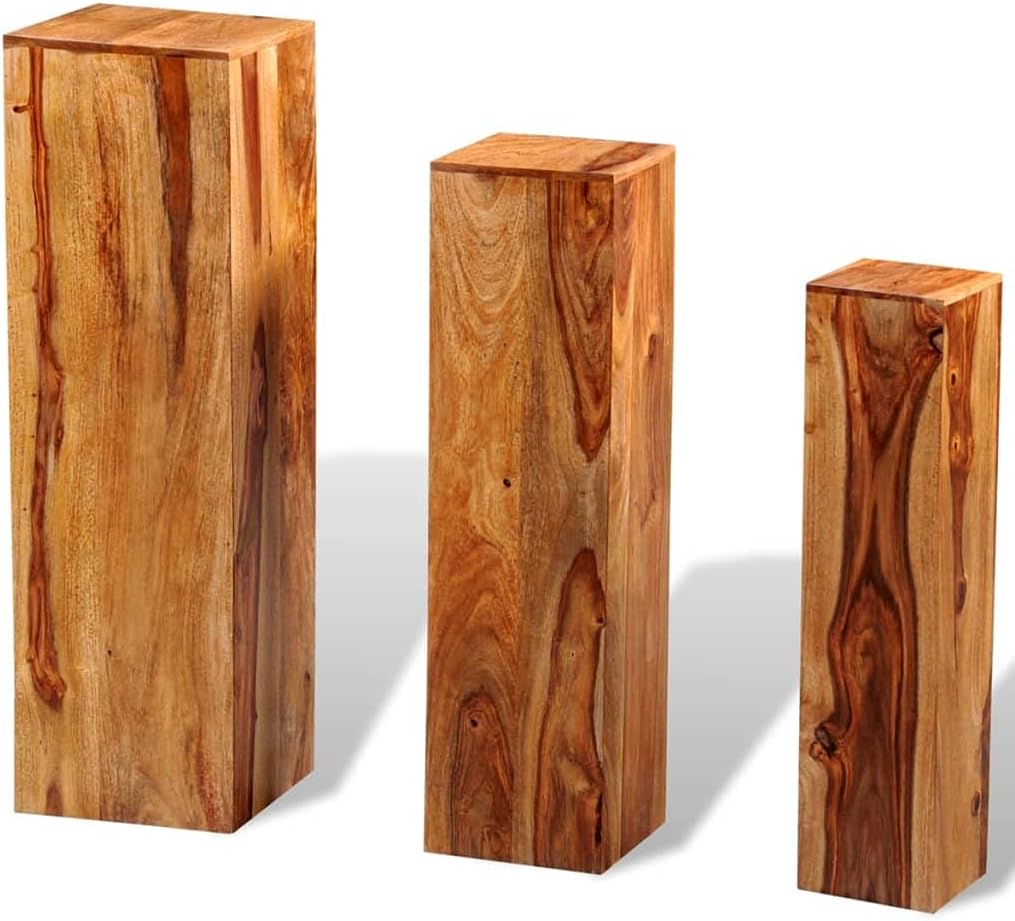 3 Piece Plant Stands Solid Sheesham Wood Brown,Suitable for displaying Potted Plants in Various Living Spaces, Indoors or Outdoors Gardening Accessories，Plant Container