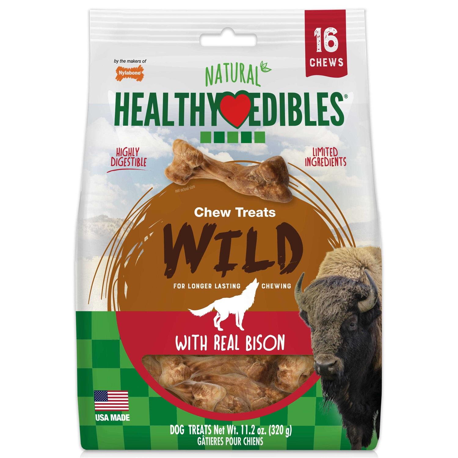 Nylabone Healthy Edibles Wild Natural Bison Chew Treats - Pet Supplies online store
