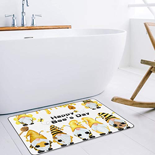 Door Mat Funny Floor Mat Front Door Mat Inside Entrance Funny Cute Bee Gnome Doormats Summer Home Decor Welcome Door Mats Super Durable Welcome Mat for Front Door Happy Bee's Day 16x24IN