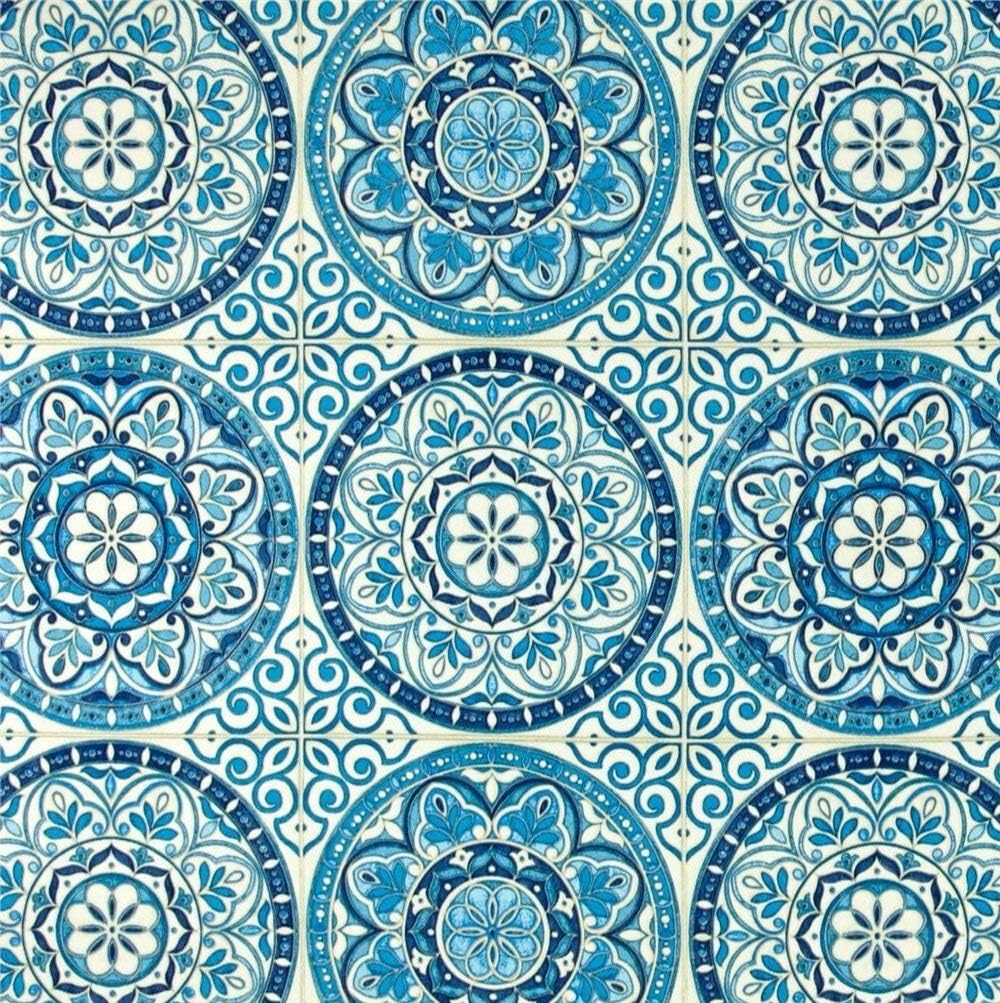 Indoor Outdoor Set of 4 (2-17?x17? Square and 20?x12?) Decorative Lumbar Toss Throw Pillow Weather Resistant - Wheel Indigo - Blue, Ivory, Large Sundial