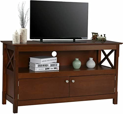 TV Stand for TVs up to 50 Inches, Media Console Cabinet with Shelf, 2 Doors & Cable Management Hole, Entertainment Center, TV Cabinet for Living Room & Bedroom, Black/Grey/Brown (Grey)