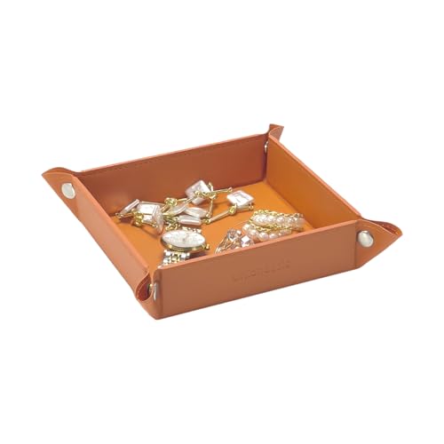 UnionBasic Medium Valet Tray, Jewelry Tray for Rings Watches Earrings, Entryway Catchall Caddy for Coins Keys Change, Nightstand Bedside Valet Holder, Trays for Electronic Gadgets, Black Plus