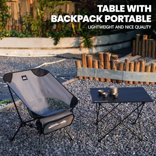 SHELTER Camping Table, Compact Folding Camp Table, Foldable Camping Tables with Carry Bag, Portable Aluminum Table for Hiking, Picnic, BBQ, Travel, Beach Table