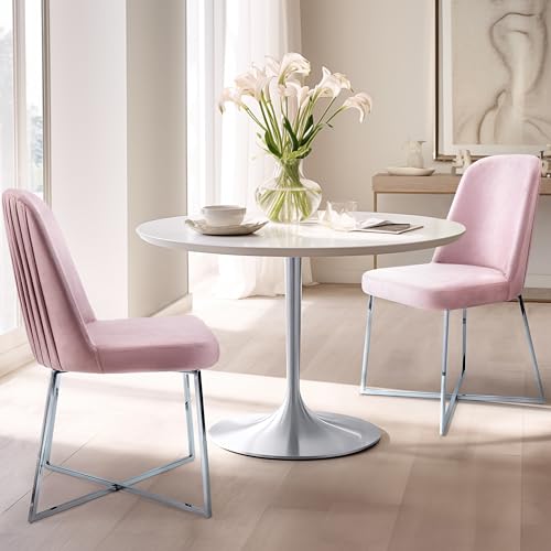 Well Woven Montague Velvet Modern Accent Chairs Set of 2 - Green Comfy Seat with Black Metal Legs - Perfect for Living Room, Bedroom, Office, Dining Room