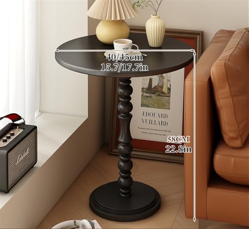 Stylish Solid Coffee Table, Vintage Round End Table, Outdoor Flexible Placement Decoration Storage Bedside Edge Table Simple for Bedroom, Living Room(White,15.7 * 22.8in)