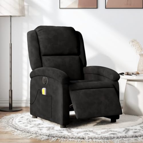 Electric Massage Recliner Chair Black Velvet,Ultimate Relaxation: Electric Massage Recliner Chair with Adjustable Backrest and Footrest Living Room Armchairs, Recliners & Sleeper Chairs