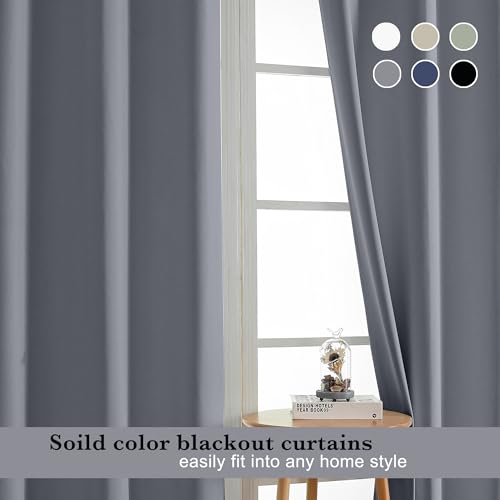 Nika Total Blackout Curtain 54 Inches Long Set of 2 Panels for Bedroom - Solid Thermal Insulated Noise Reducing Energy Efficiency Drapes 54 Inch Length for Living Room, 2 Panels Set, W38xL54