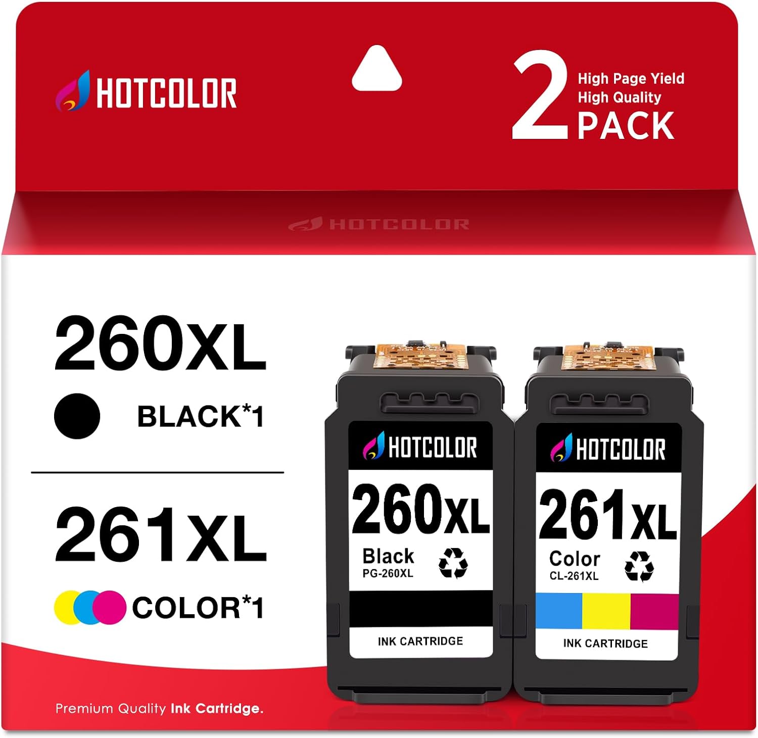 PG-260XL CL-261XL Ink Cartridge for Canon 260 and 261 Ink cartridges XL for Canon 260 Black Ink for Canon Pixma TS5320 TS6400 TS6420 TR7020 Printers (1Black/1Tri-Color, 2PK)