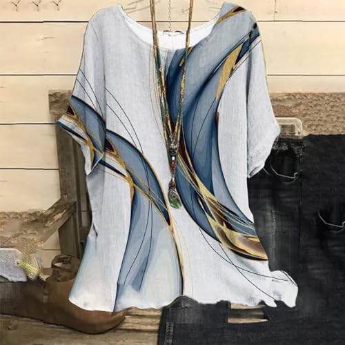 Linen Shirt for women fashion Layered dyed clothes Loose crewneck tops womens daily t shirts summer shirts for women