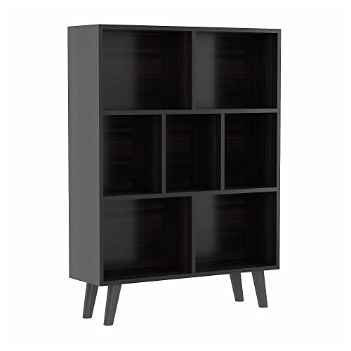 Bookcase, 7 Cube Open Storage Display Bookshelf with Legs, HOFB011