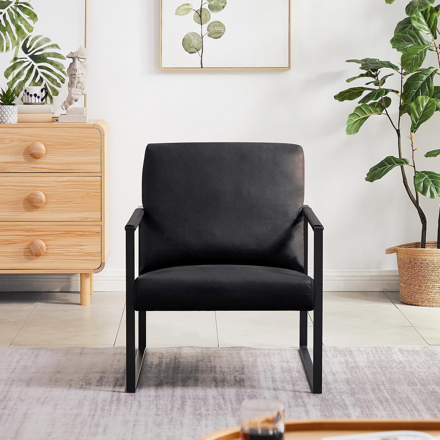 Lounge in Style with The Extra Comfortable PVC Leather Accent Arm Chair - Perfect for Living Room, Office, or Reception Area
