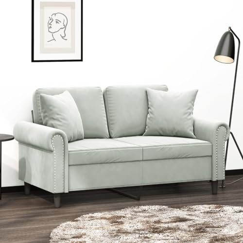 2-Seater Sofa with Throw Pillows Light Gray 47.2