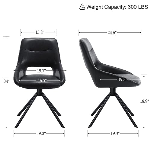 Swivel Desk Chair No Wheels Set of 1, Criss Cross Desk Chair with Padded Metal Legs, Armless Desk Chair with Leather Backrest, Cute Boho Chair for Home/Living Room/Bedroom/Office, Green