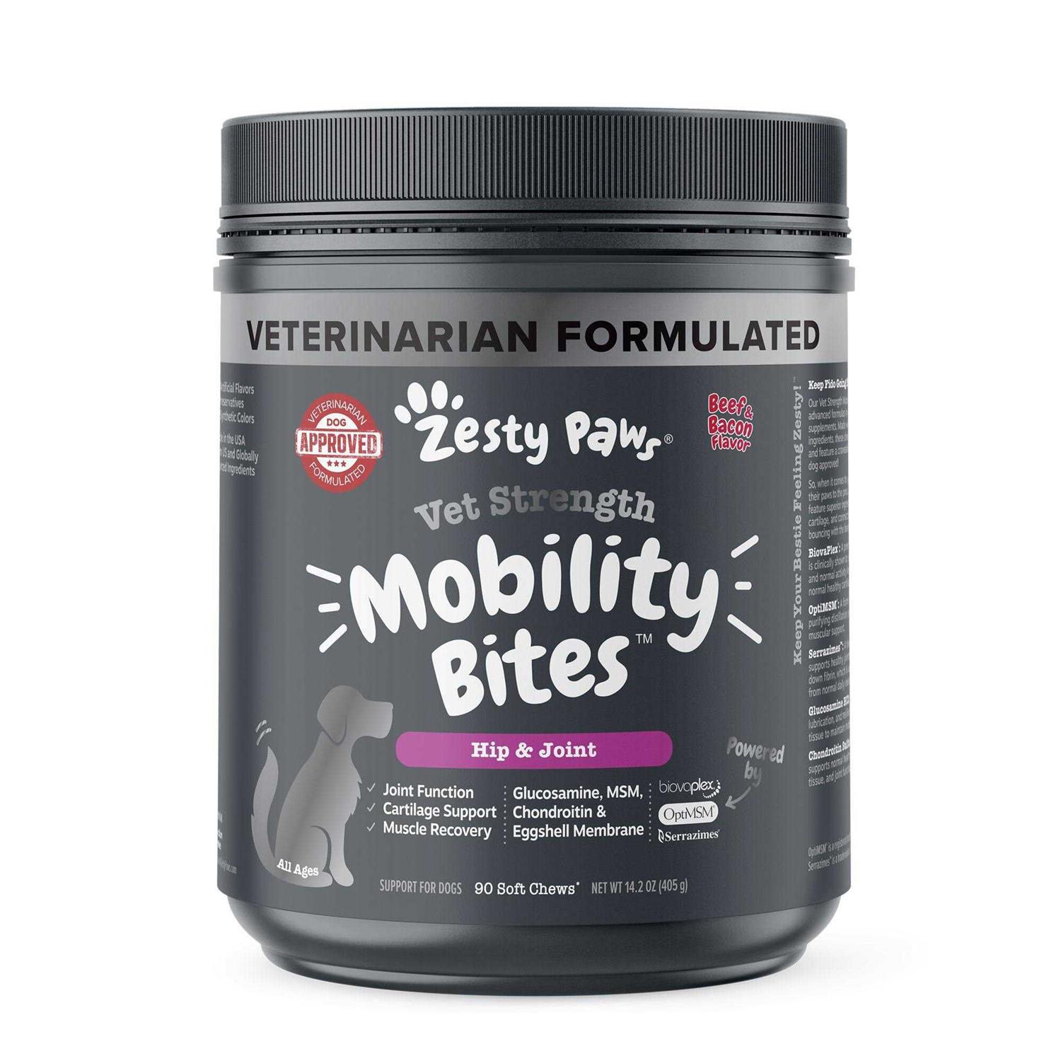 Zesty Paws Vet Strength Hip & Joint Mobility Bites Beef & Bacon Flavored Chews for Dogs - Pet Supplies online store